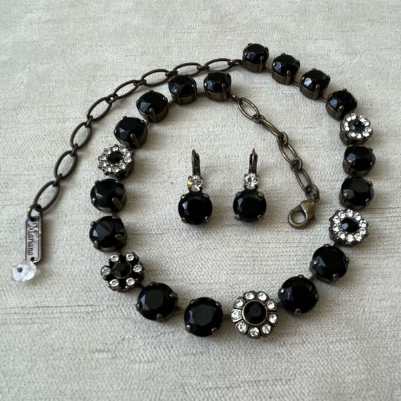 MARIANA JET BLACK CRYSTAL & CLEAR NECKLACE - Picture 5 of 11